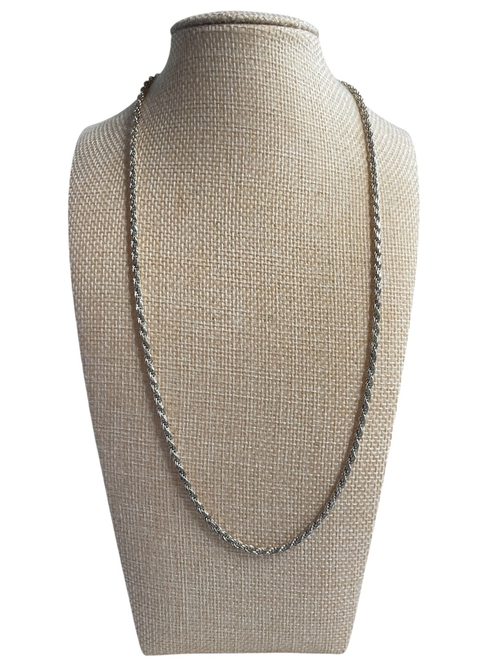 Italian Sterling Silver Rope Chain Necklace Marked 925 Italy